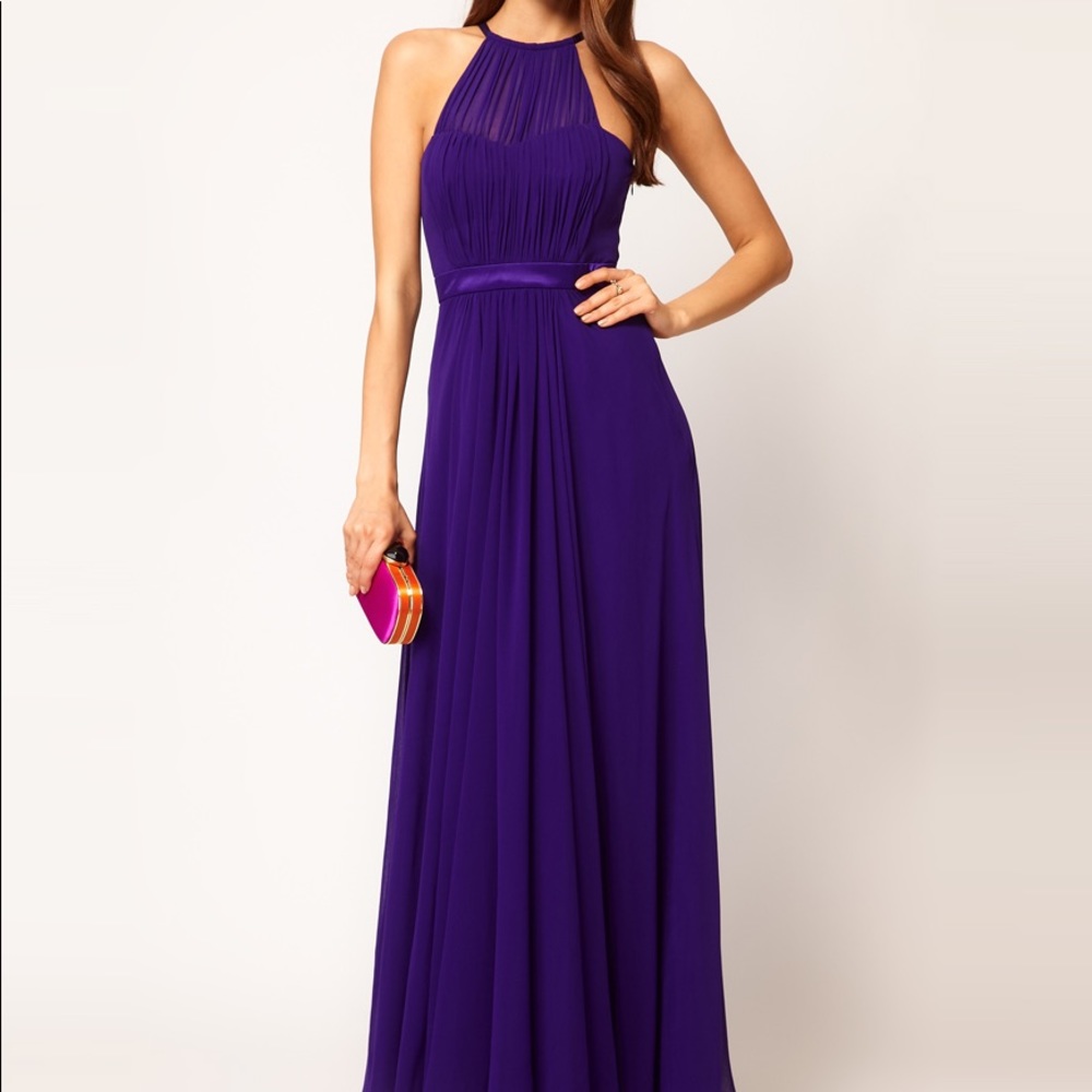 Coast Benhaz beaded halter neck gown purple 6